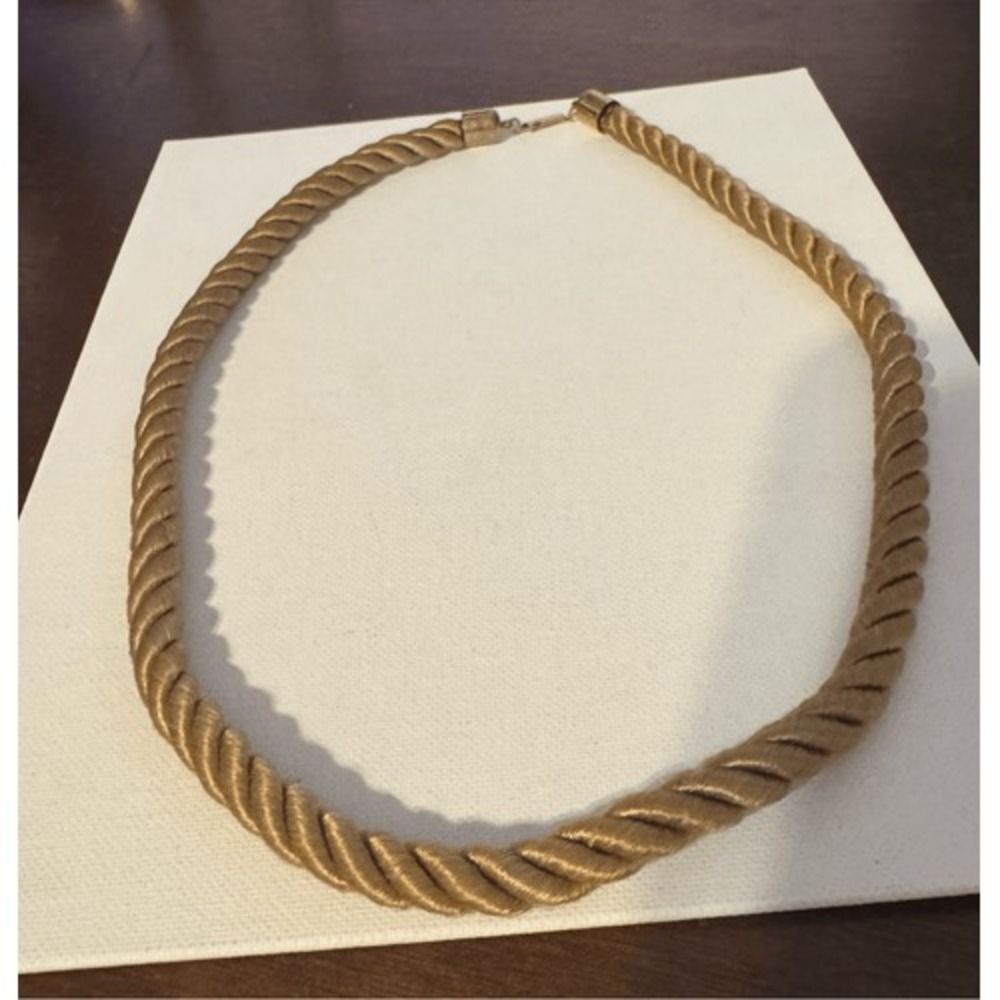 Vintage Women's Chunky Brown Twisted Rope Matinee Necklace Western Equestrian - Picture 3 of 7
